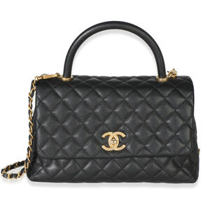 Chanel Black Quilted Caviar Medium Coco Top Handle Bag